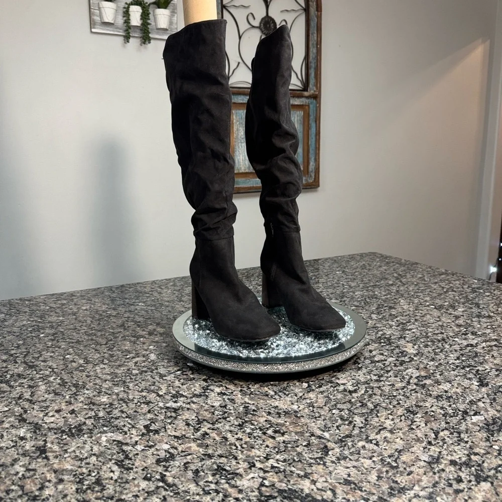 Sugar fabric Black Over the Knee Boots NWOT 7.5